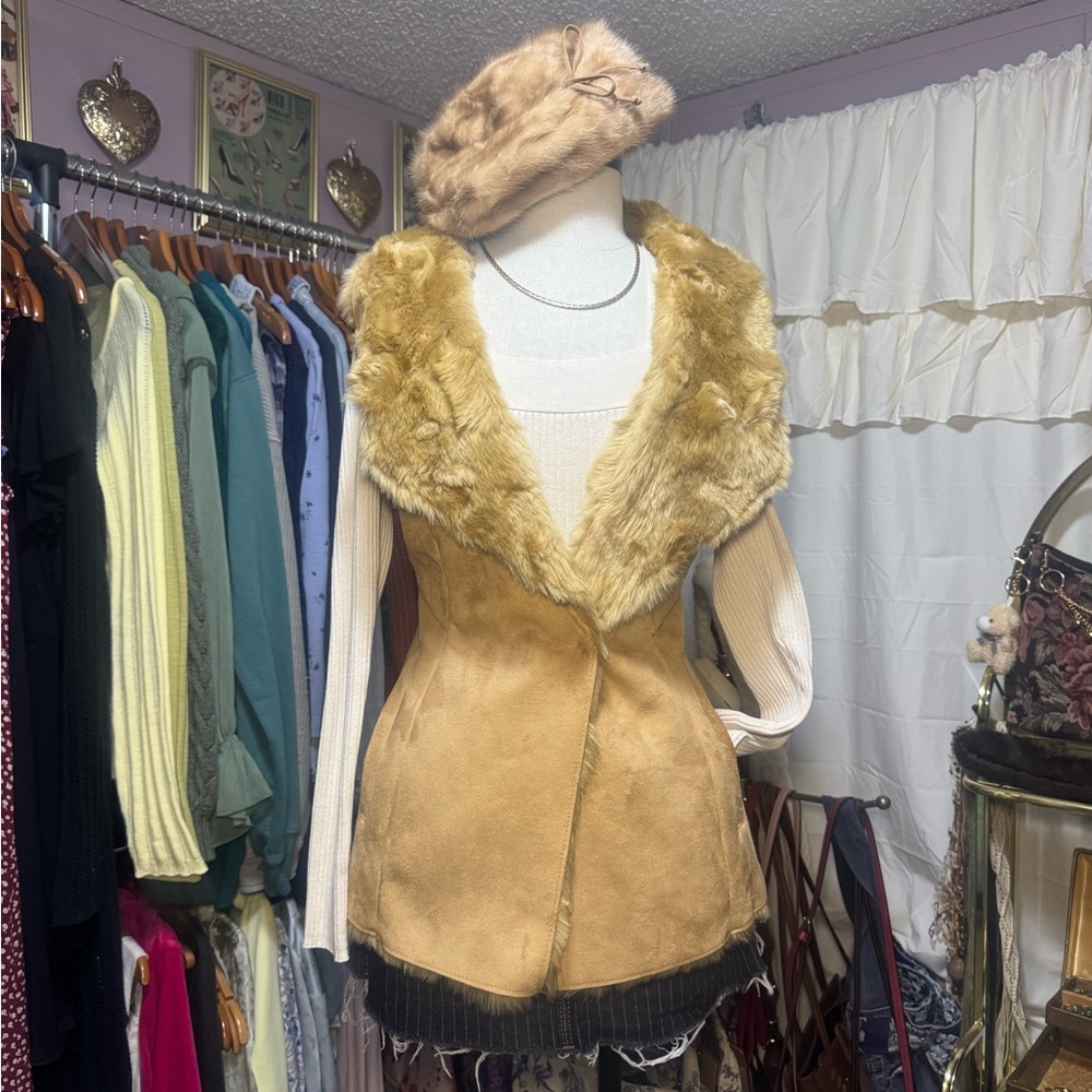 Stylish Tan Faux Fur Vest